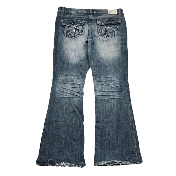 Vanity Dakota Low Rise Flared Jeans 30 (36x31) Hemmed Blue Denim Womens - Picture 3 of 9